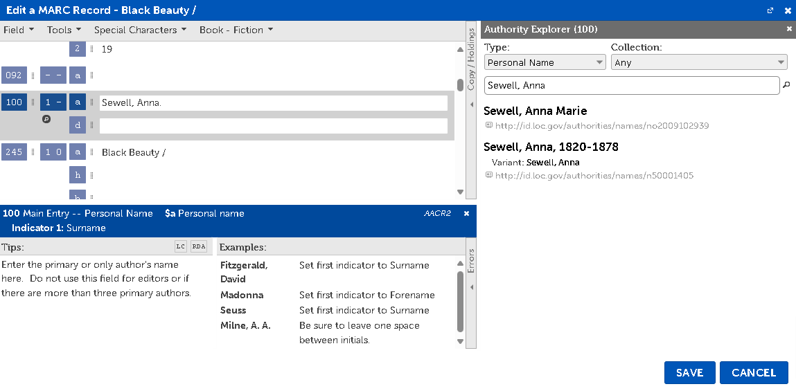 Authority Explorer pane
